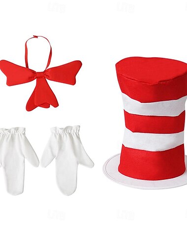  Die Katze im Hut Cosplay Cosplay Kostüm Handschuhe Hut Cosplay Film Cosplay for Herren Damen Erwachsene Karneval Maskerade