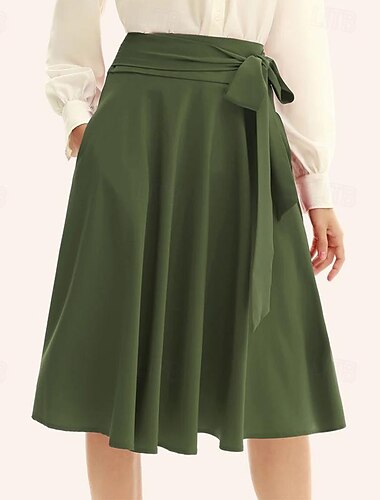  Élégant Rétro Vintage Années 1950 Jupe Jupe trapèze Femmes Occasionnel Fête du thé Enterrement de Vie de Jeune Fille Adulte Jupe Printemps & Été