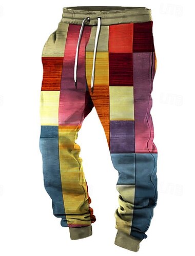  Voor heren Modieus 3D-print Geruit Joggingbroeken Broeken Zijzakken 3D-afdrukken Elastisch ontwerp met trekkoord Hoge taille Buiten Sport & Outdoor Straat Lente zomer Comfortabel Passend