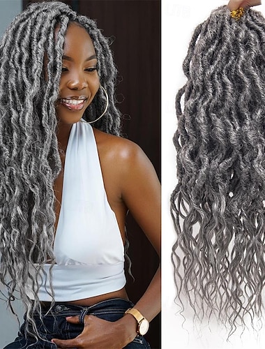  faux cols crochet cheveux 18 pouces déesse locs crochet cheveux 6packs gris locs crochet cheveux doux locs bouclés extrémités dreadlock crochet locs synthétique crochet tresses