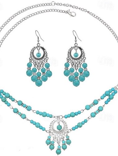  Halskette Ohrring Halskette Ohrringe Retro Vintage Böhmische Boho Aleación Für Cosplay Damen Modeschmuck Modeschmuck