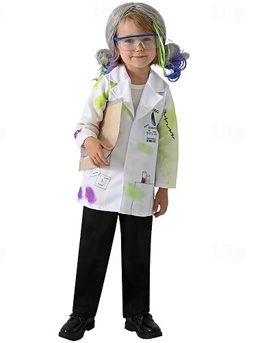  Garçon Fille Scientifique Costume de Cosplay Tenue Pour Mascarade Cosplay Enfant Manteau