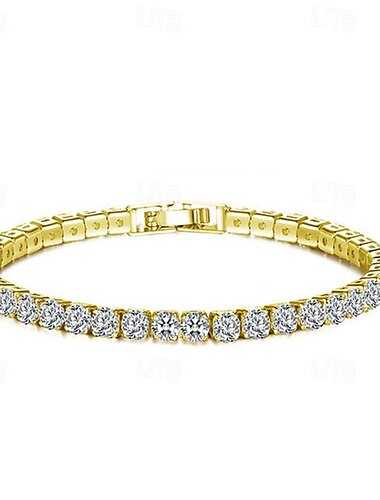  Bracelet de tennis Homme Femme Classique Précieux Mode simple Bracelet Bijoux Argent Dorée Circulaire pour Cadeau Fiançailles