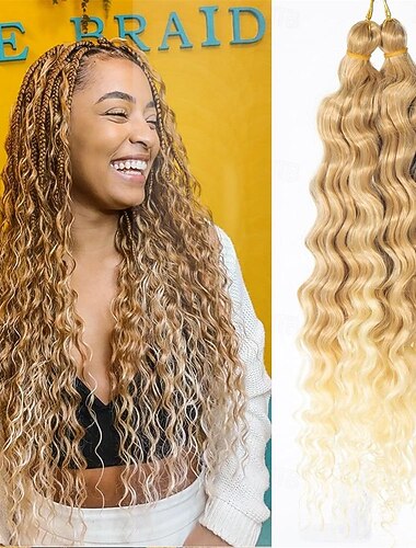  2 pakke ocean deep wave heklet hår 16 tommer krøllete flettehår for heklede fletter gudinnen locs heklet hår dreadlock extensions