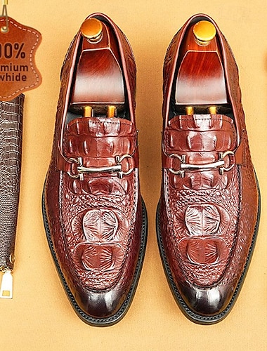  herr loafers brunt krokodilmönster läder vintage
