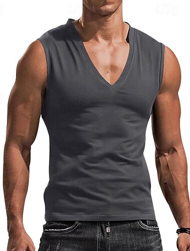  Herren Trainingshemd Funktions-Unterhemden Fitnesshemd Männer-Tops V Ausschnitt Ärmellos Sport & Natur Urlaub Ausgehen Casual Schnell Trocknend Feuchtigkeitsabsorbierend Atmungsaktiv Weich Glatt