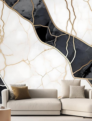  Coole Tapeten, Marmor, abstrakt, Schwarz und Weiß, 3D-Tapeten-Wandaufkleber, abziehen und aufkleben, abnehmbares PVC/Vinyl-Material, selbstklebend/Klebstoff erforderlich, Wanddekoration für