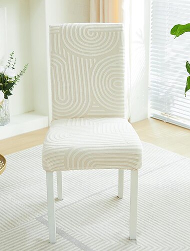  Stretch-Esszimmerstuhlbezug, 2-teiliges Set, geometrischer Jacquard-Stretch-Stuhlschutzbezug, Sitzbezug mit Gummiband für Esszimmer, Hochzeit, Zeremonie, Bankett, Heimdekoration