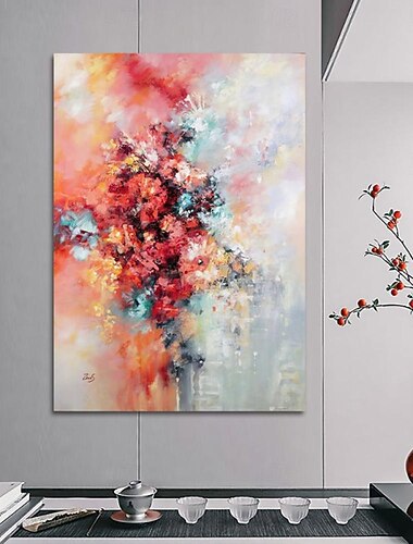  rode roos olieverfschilderij handgemaakte abstracte bloem schilderij handgeschilderd kleurrijke bloemen schilderij op canvas groot landschapskunstwerk voor muur thuis & decoratie van kantoren