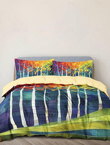  Bettbezug-Set mit Baummuster, weiches 3-teiliges Luxus-Baumwoll-Bettwäsche-Set, Heimdekoration, Geschenk, Doppelbett, King-Size-Bett, Queen-Size-Bett