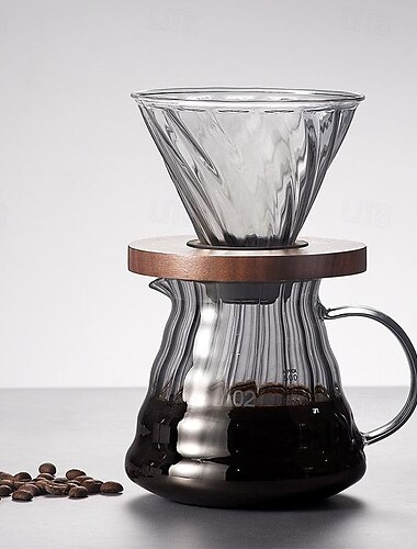  Juego de cafetera: servidor de café de vidrio de borosilicato de 500 ml con gotero de café, cafetera hecha a mano, estufa turka, juego de goteros de cafetera árabe dallah