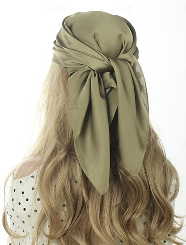  Kopf Haar Schal Wie Satin Seide Schal Schlaf Haar Wickeln für Königs Tag Lässig Täglich Orange Einfarbig 27,5" für Frauen