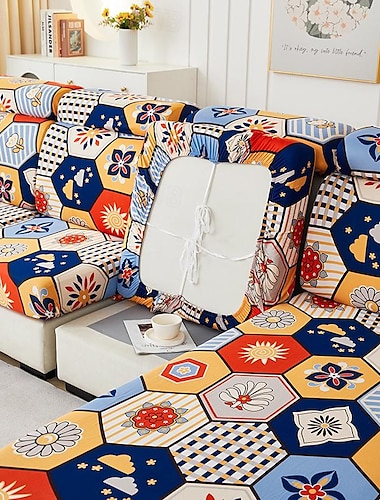  Funda mágica para sofá, fundas elásticas para cojines de sofá, estilo vintage, protector de muebles antideslizante para funda de asiento seccional 1/2/3/4, fundas de sofá en forma de L, funda para