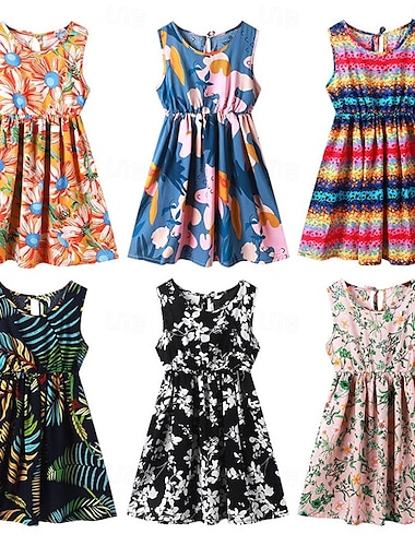  sommer jentekjole til jente sommerfugl blomsterprint tenåringer festkjole formell prinsessekjole barn vestido 6-12y