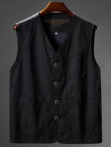  Herren Weste Angelweste Weste für Wanderer Ärmellose Weste Gilet-Jacke Outdoor Angeln Freizeitskleidung Urlaub Moderne zeitgenössische Brautkleider schlicht Sommer Frühling Taste Tasche 95% Baumwolle