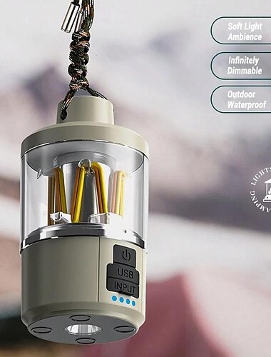  Hängelaterne für den Außenbereich, Camping-Licht, dreifarbig, dimmbar, Wolfram-Filament, Cob und LED, Typ C, schnelles Aufladen, tragbares Camping-Zeltlicht, wiederaufladbarer 1500-mAh-Akku