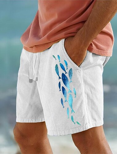  Per uomo Animali Prodotti per pesci Pantaloncini Pantaloncini estivi Pantaloncini da spiaggia Vita normale Hawaiano Informale Esterno Per eventi Per uscire A cordoncino Vita elastica Stampa