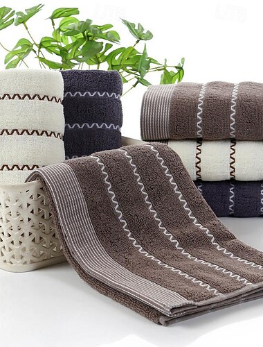  Ensemble de serviettes douces à rayures 100% coton, serviette de visage de beauté pour adultes et enfants, serviette de bain, douche, petite serviette d'hôtel pour la maison