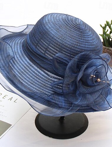  Καπέλα Καλύμματα Κεφαλής Οργάντζα Τύπου bucket Καπελίνα Ψάθινο καπέλο Causal Αργίες Κομψό Βίντατζ Με Λουλούδι Καθαρό Χρώμα Ακουστικό Καπέλα