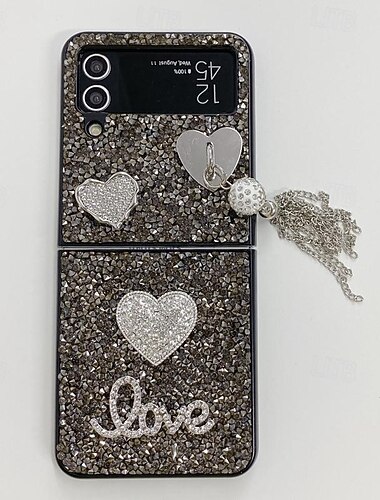  telefon Ügy Kompatibilitás Samsung Galaxy Z-átfordítás 7 Z Flip 6 Z Flip 5 Z Flip 4 Z Flip 3 Fekete tok Bling Glitter Shiny Ütésálló TPU Strassz Fém