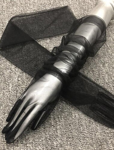  Aislor Damen-Handschuhe aus langem Tüll, transparent, für Hochzeit, Braut, Ellenbogenlänge, Opernparty-Handschuhe