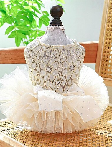  Hund Katze Hochzeitskleid Niedlich Party Winter Atmungsaktiv Weich Waschbar Bequem Outdoor Hochzeitsfeier Alltagstauglich Hundebekleidung for Bichon Frise Zwergspitz Baby Haustier Papillon Klein