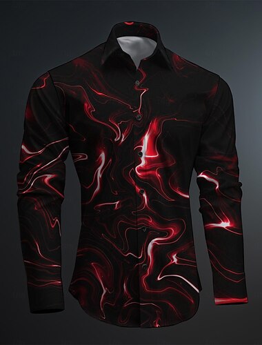  Voor heren Kleurenblok Geometrisch patroon Overhemd met knopen Bedrukte overhemden Lange mouw Abstract Subcultureel Mode-casual Casual Feest Causaal Lente zomer Strijkijzer Afdrukken Button-omlaag