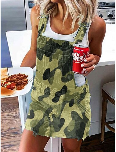  Damen Normal Jumpsuit Strassenmode Feste Farbe Ärmellos Quadratischer Ausschnitt Knopf Tasche Strasse Täglich Regular Fit Rote Blau Grün Sommer