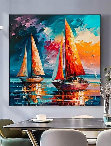  handgemaakt olieverfschilderij canvas kunst aan de muur decoratie moderne indruk zeilen zeegezicht landschap voor huisdecoratie gerold frameloos ongerekt schilderij