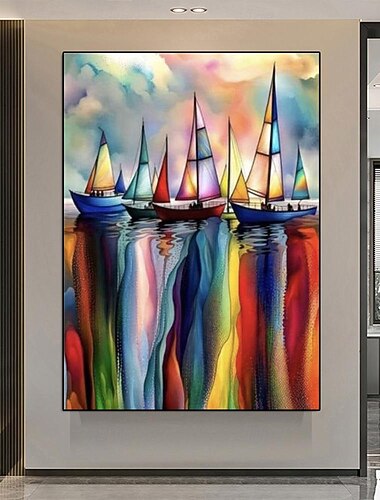  100% stor håndlaget abstrakt båt hav oljemaleri på lerret sjømenn malerier sjølandskap oljemaleri veggkunst maleri for moderne kunstverk hjemmedekorasjon