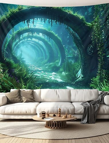  U-Boot-Kabine unter Wasser, hängender Wandteppich, Wandkunst, Wanddekoration, Fotografie, Hintergrund, Decke, Vorhang, Zuhause, Schlafzimmer, Wohnzimmer, Dekoration Wandtuch XXL Natur