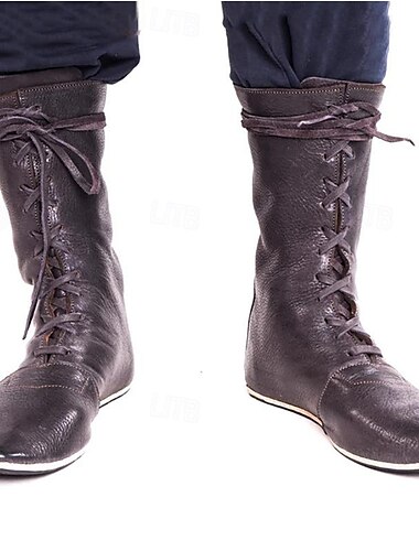  retro vintage medeltida renässansskor platta jazzstövlar pirat riddare ritter herr unisex halloween event / fest maskerad skor snygga medeltida stövlar