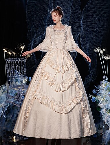  Gotico Vittoriano Ispirato al vintage Vestito Costume da festa Abito da Ballo Principessa Shakespeare Tinta unica Abito da ballo Per donna Halloween Carnevale San Valentino Feste Festa serale