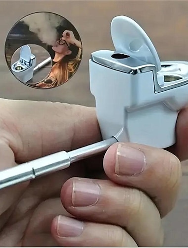  Pipa portabila din ceramica in forma de toaleta pentru fumat pentru tutun - accesoriul perfect pentru fumat!