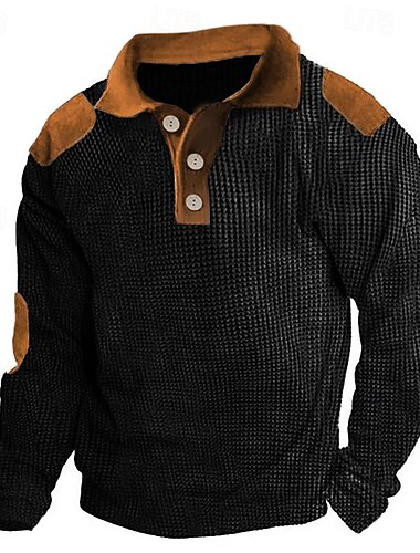  Herren Poloshirt Polos mit Knöpfen Casual Festtage Klassisch Langarm Modisch Basic Farbblock Schnell Trocknend Sommer Frühling Regular Fit Schwarz Dunkelmarine Kaki Grau Poloshirt