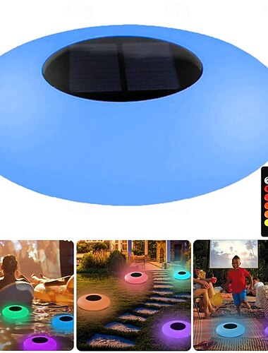  אור בריכה צף סולארית עם שלט רחוק, מנורת led בריכה צוללת 16 rgb צבע משתנה עמיד למים חיצוני גן דשא בריכת בריכת בריכה אור דקורטיבי 1 יחידה