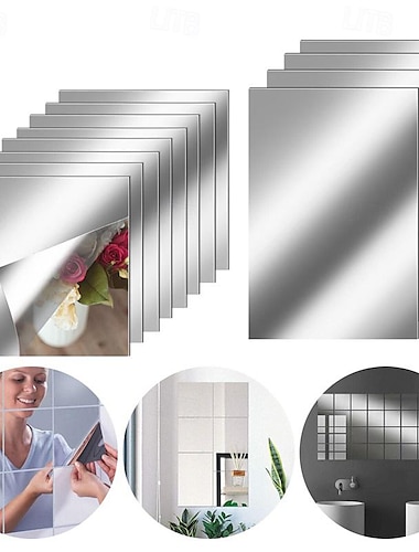  6 Stück selbstklebende Spiegelfolien, reflektierende Wandaufkleber, Heimdekoration
