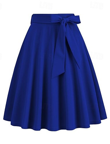  Retro Vintage 1950er Rockabilly Knielang Schaukelrock Damen Lässig Alltagskleidung Teegesellschaft Erwachsene Rock