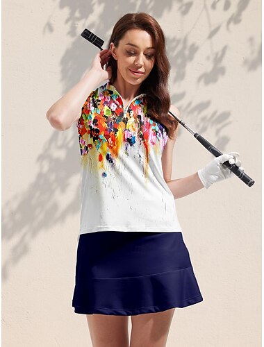  Per donna POLO Arancione Senza maniche Superiore Floreale Abbigliamento da golf da donna Abbigliamento Abiti Abbigliamento