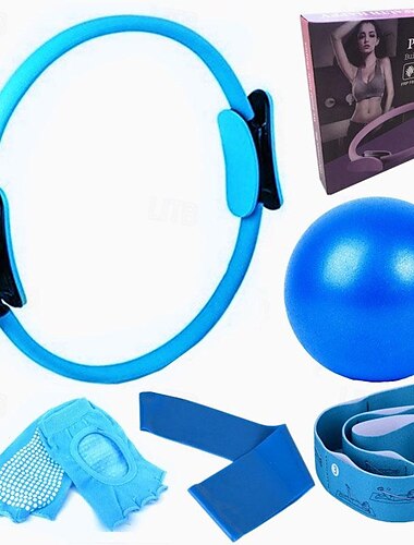  Pilates-Kreis, sechsteiliger Yoga-Ball, elastischer Ring aus Latex, Yoga-Socken, Positionsgürtel, Fitness-Set, sechsteilige Set-Box