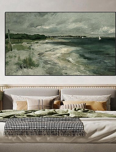  peint à la main vintage champ de fleurs blanches peinture à l'huile grand mur art plandscape peinture toile nature décoration murale rustique paysage de campagne pour chambre hôtel salon décoration