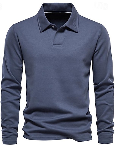  Per uomo Polo in cotone Camicia da golf Golf Informale Sport Bavero Manica lunga Essenziale Moderno Liscio Classico Primavera & Autunno Standard Aalbicocca Nero Blu Verde Polo in cotone