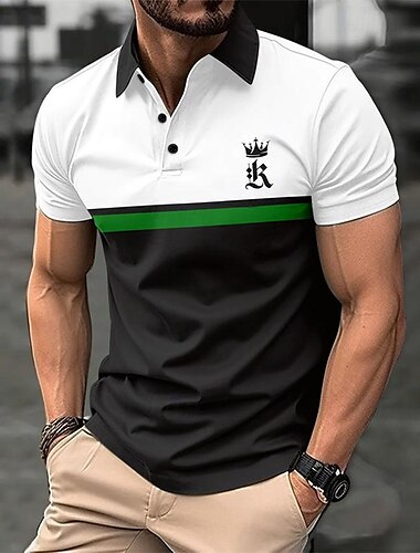  Herren Golfhemd Golfpolo Arbeit Casual Kargen Kurzarm Basic Modern Farbblock Patchwork Taste Frühling Sommer Regular Fit Schwarz Dunkelmarine Königliches Blau Blau Orange Grün Golfhemd