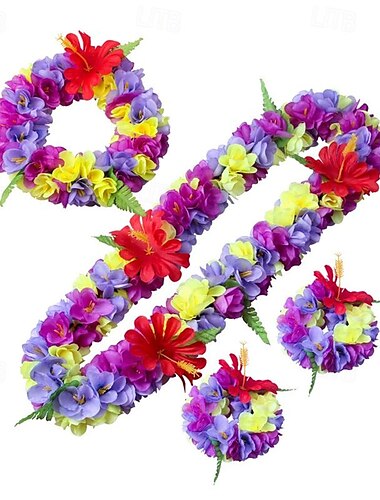  Party neue simulierte Blumenkette Kranz für Erwachsene und Kinder 4-teiliges Set Strandreise-Display-Dekoration