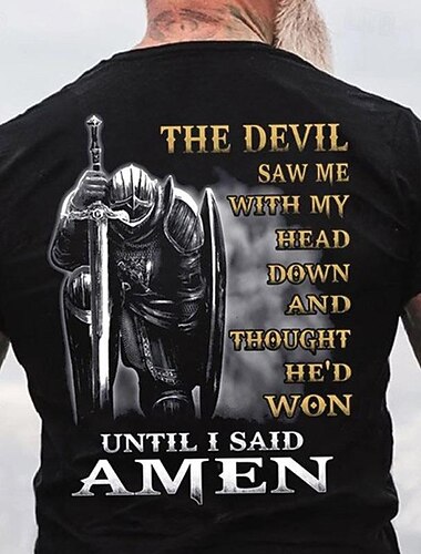  Herre Templarkorset Grafiske tryk Soldat T-shirt Christian T-shirts Kortærmet T-shirt 3D-udskrivning Rund hals Skjorte Årgang Sport Designer udendørs Gade Daglig Sort / Grå Sort + Sort Sort 1 Sommer