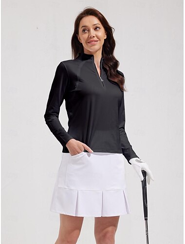  Damen poloshirt Hellgelb Meerblau Schwarz Langarm Shirt Damen-Golfkleidung, Kleidung, Outfits, Kleidung