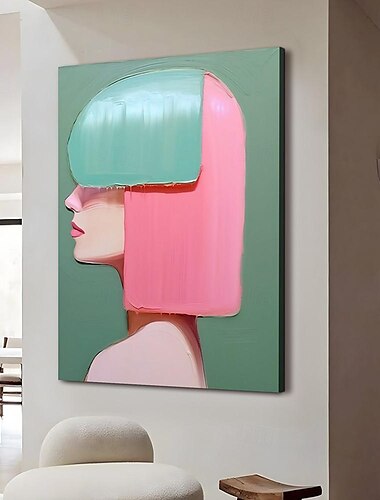  handgeschilderde abstracte mode meisje canvas schilderij abstracte pattyle meisje schilderij voor woonkamer olieverf moderne muur kunst grote abstracte minimalistische bohemien portret schilderij muur