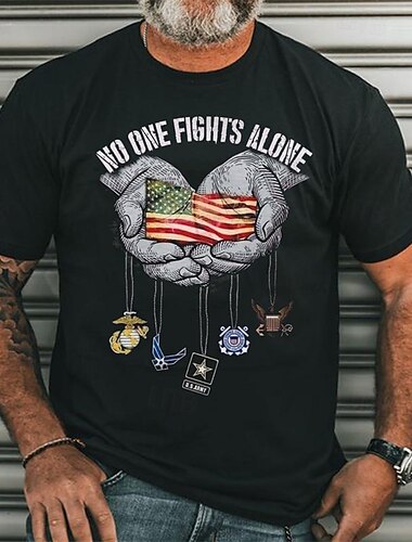  Veterans Day Herren Patriot Patriotic Veteran Amerikanische US-Flagge T-Shirt Tee Oberteil Baumwolle Kurzarm Grafikshirt Schwarz 4 Schwarz 1 Schwarz 5 Bequemes Tee Straßen Feiertagsmode Designer
