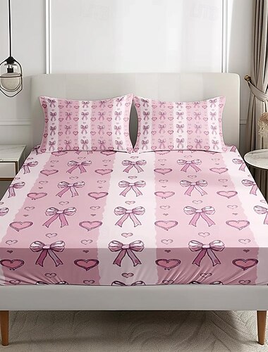  gelukkige moederdag 100% katoen roze hoeslakenset met lentepatroon ultrazachte ademende zijdeachtige lakens diepe zak beddengoed lakens 3-delig koningin kingsize