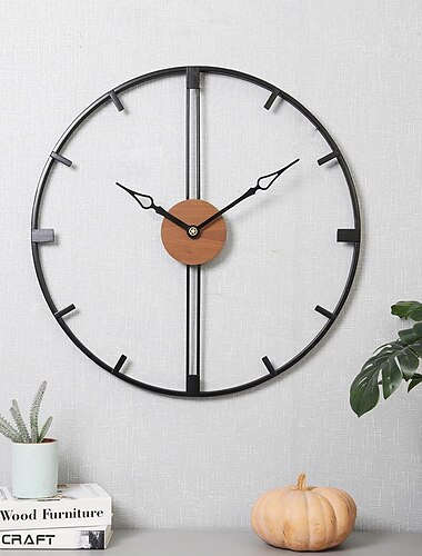 veggklokke kunst stor moderne veggklokke stor dekor kunst veggklokker kontorinnredning minimalistisk svart metall til kjøkken soverom svart 60cm